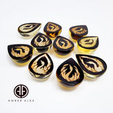 Cherry Amber Engraved Swan Drop Shape Cabochons